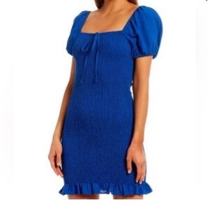 Gianni Bini "Alli" Square Neck Short Puff Sleeve Smock Dress